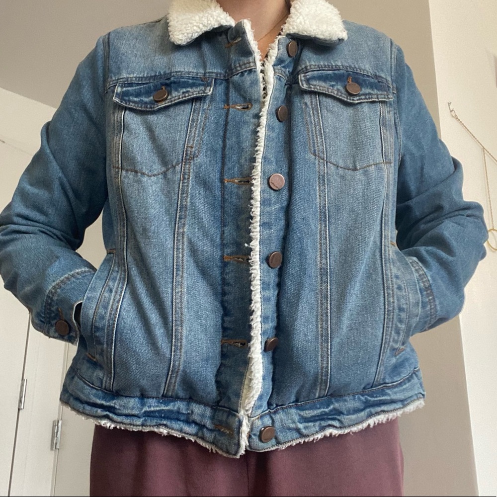 Denim fur-lined jacket! Barely worn!